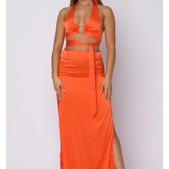 WHITE FOX good feeling maxi skirt WHITE FOX Got game crop top SET orange M NEW - Picture 7 of 16